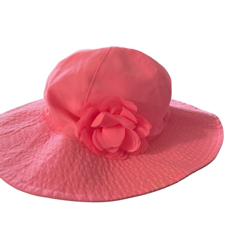 Carter’s infant hat coral pink with floral embellishment size 12-24 months